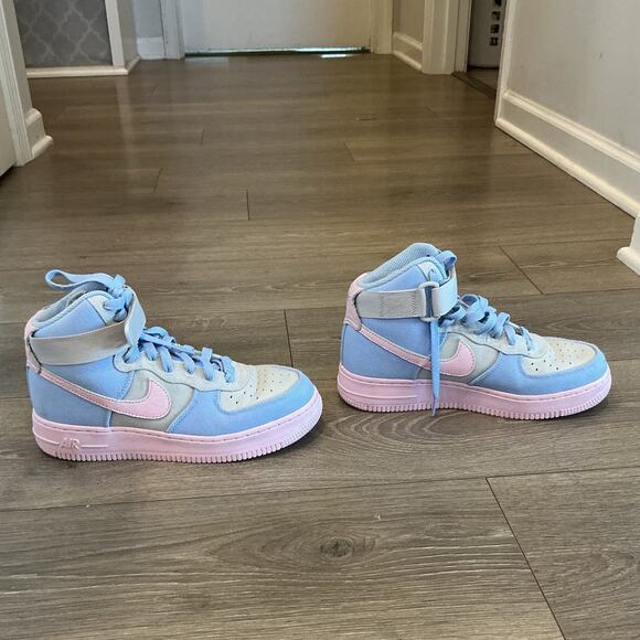 Nike Air Force 1 High Top Sneakers Womens US 6 Girls Pink Blue Tennis Shoe 36.5 - Picture 4 of 10